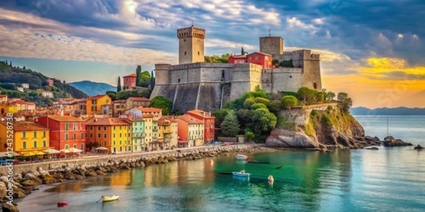 Fototapeta Lerici Castle, Liguria, Italy: Historic Fortress on the Italian Riviera