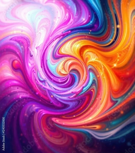 Fototapeta Vibrant hues blend and merge in a swirling pattern of energy , dynamic movement, vibrant colors
