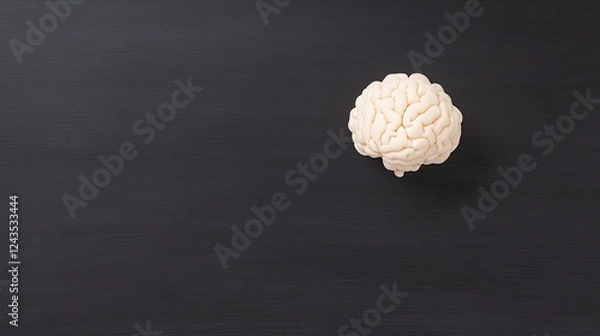 Fototapeta A realistic model of a human brain on a dark background, emphasizing its intricate structure
