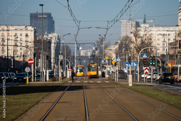 Obraz Linia tramwajowa - warszawa śródmieście