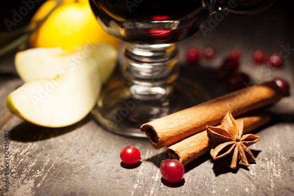 Obraz mulled wine on a black background