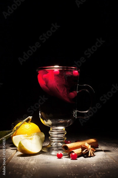 Obraz mulled wine on a black background