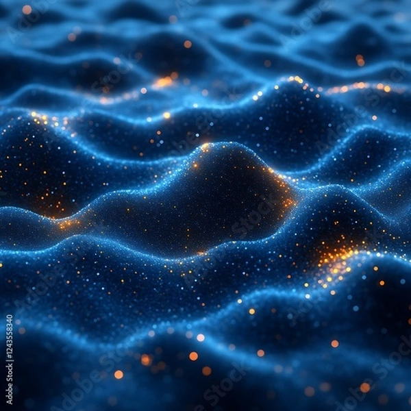 Fototapeta Glowing particles wave abstract background, digital art