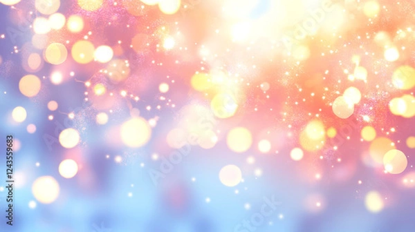 Fototapeta Vibrant multicolored blurred background with bokeh lights, pastel tones, and sparkles, perfect for celebrations, holidays, and creative designs