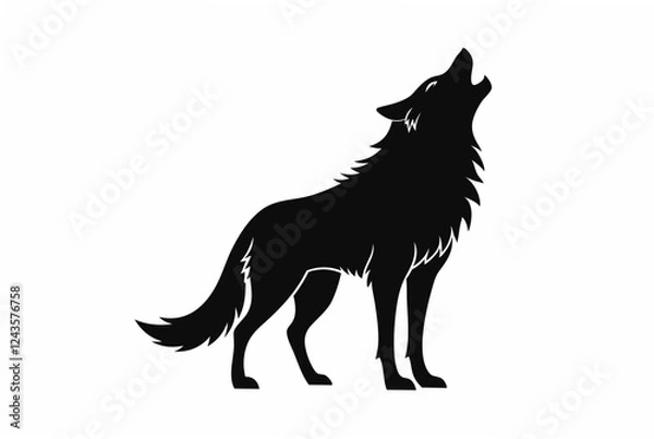 Fototapeta wolf howling  silhouette vector