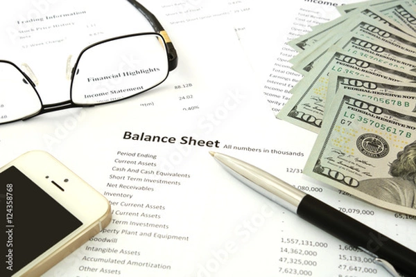 Obraz Balance sheet money