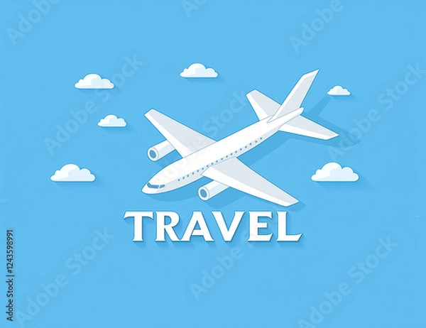 Fototapeta 旅行イメージ　飛行機で飛び立つ