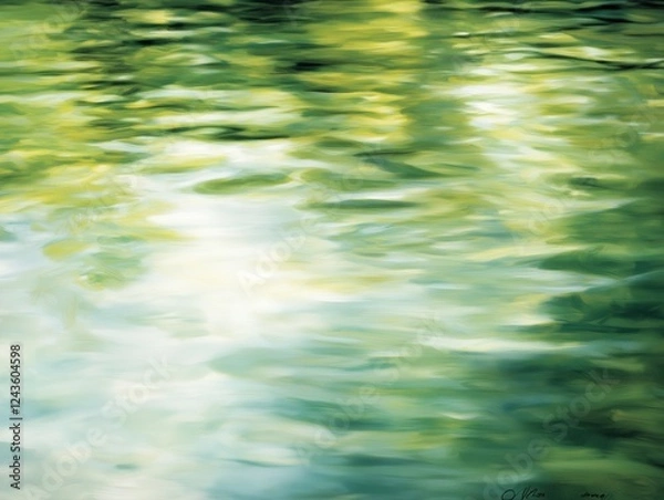 Obraz Abstract green and white rippling water texture.