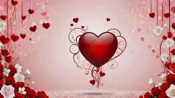 Obraz valentine background with hearts