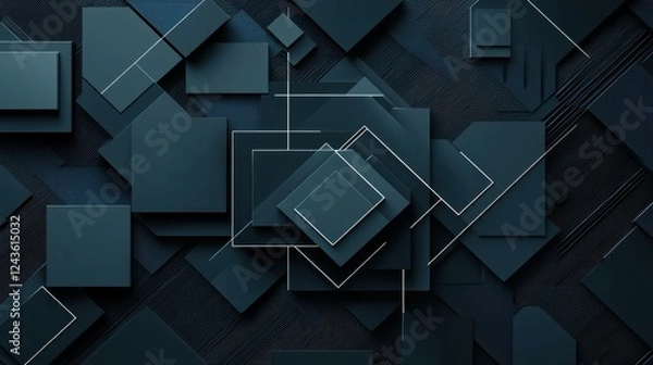 Fototapeta Geometric abstract design digital art modern aesthetics dark color palette artistic perspective visual concepts