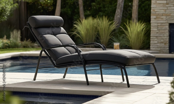 Fototapeta The Comfy Recliner by a Poolside Cabana, Perfect for Relaxing Outdoors