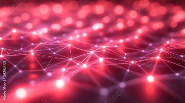 Fototapeta Futuristic mesh grid with glowing nodes