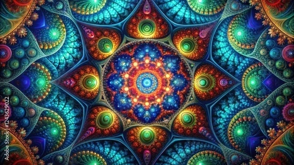Obraz Vibrant Abstract Mandala with Intricate Colorful Patterns and Geometric Shapes