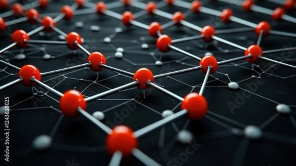 Fototapeta 3D illustration of a hydrogen molecule with protons and electrons depicted in a futuristic and scientific style, showcasing molecular structure and atomic bonding for educational or research purposes.