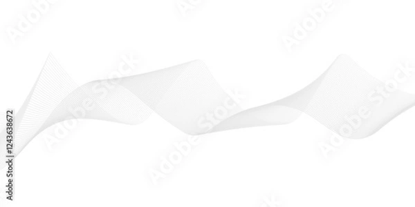Fototapeta Dynamic minimal smoke sound line. Abstract glowing white blend line smooth flow soundwave curve energy gradient vector futuristic digital outline line science design.	