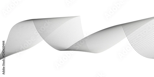 Obraz Dynamic minimal smoke sound line. Abstract glowing white blend line smooth flow soundwave curve energy gradient vector futuristic digital outline line science design.	