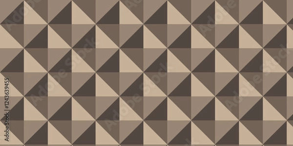 Fototapeta seamless geometric pattern brown color square mosaic wall tiles vintage triangle cubic texture design.
