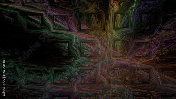Obraz Sfondo scuro con quadrati e line colorate