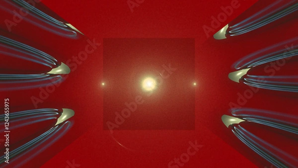 Obraz Sfondo rosso con una luce al centro e forme sui lati