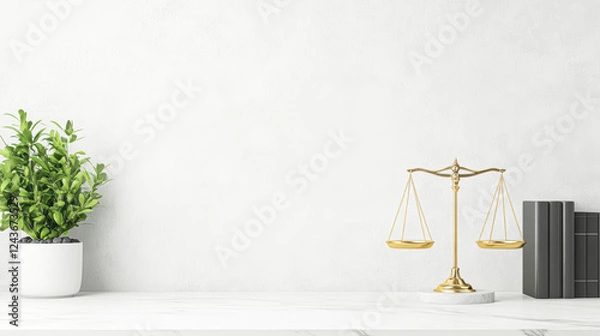 Fototapeta Legal balance concept modern office image of scales minimalist style