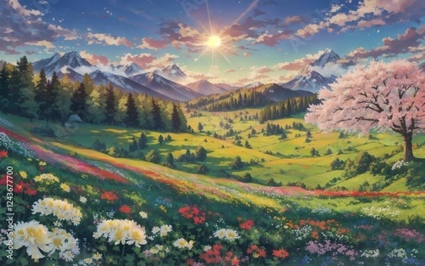 Fototapeta spring in the mountains