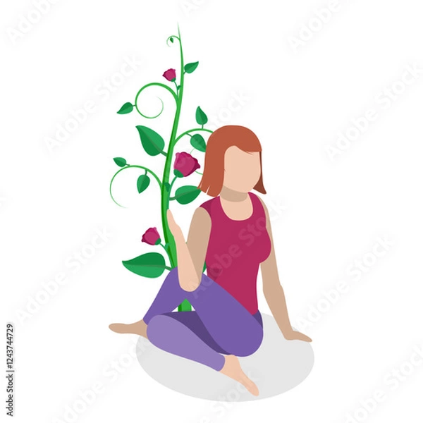 Fototapeta 3D Isometric Flat Vector Illustration of Human Mental Health, Healthy Lifestyle. Item 2