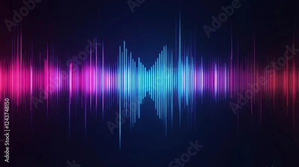 Fototapeta Glowing digital waveforms with blue light creating a futuristic tech and music visualization effect