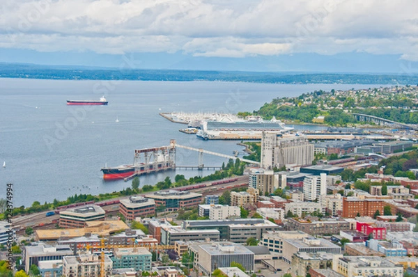 Obraz Aerial view of Seattle Harbor.