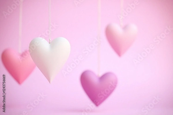 Fototapeta soft pastel hues with paper like hearts in mid air