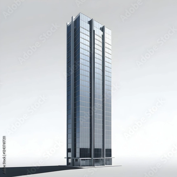 Fototapeta a high rise tall building isolated on the white background