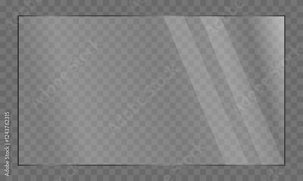 Obraz Clear Glass Sheet with Light Reflections. Isolated Transparent Panel. Vector Design.
