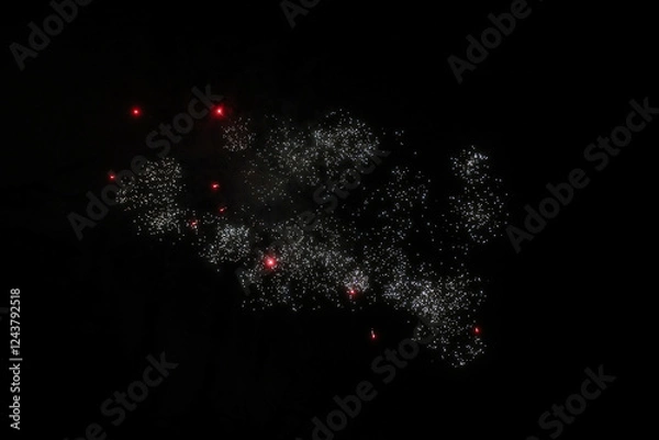 Obraz Small amatuer new years firework shooting fireworks.