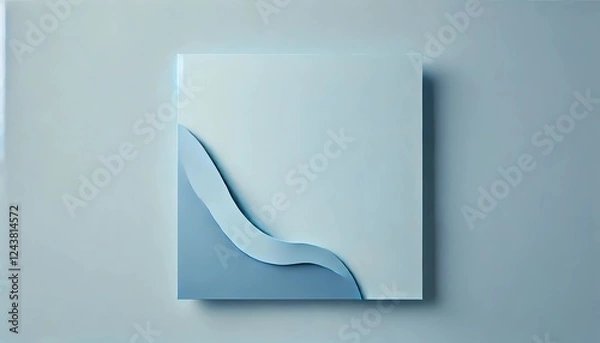 Fototapeta Paper background with soft matte texture and minimalist design. With clean folds and pastel blue tone, perfect for modern environments. Created with generative A.I.