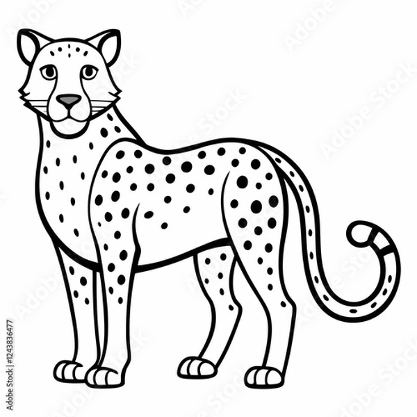 Fototapeta Simple a Cheetah line art vector white background
