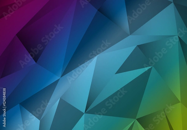 Fototapeta Blue and Green Abstract Geometric Low Poly Background