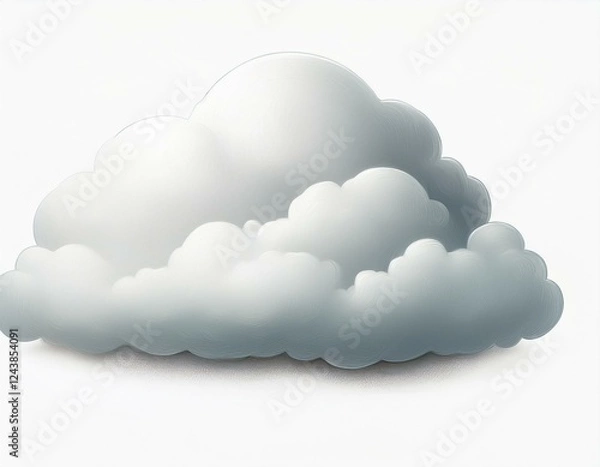 Obraz single white cloud isolated on white background