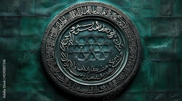 Obraz Ornate Circular Emblem Featuring Arabic Calligraphy and Design