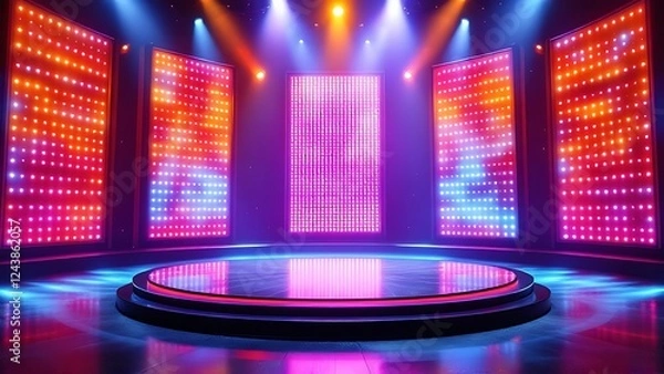 Fototapeta Podium stage for television studio modern theater shows concept background wallpaper AI generated image