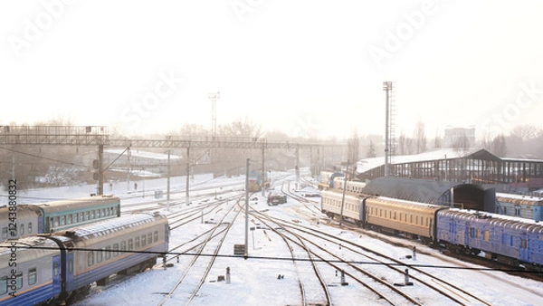 Obraz train on the railway station