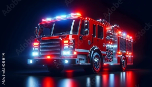 Fototapeta Emergency Response Fire Truck in Action, GENERATIVE AI	