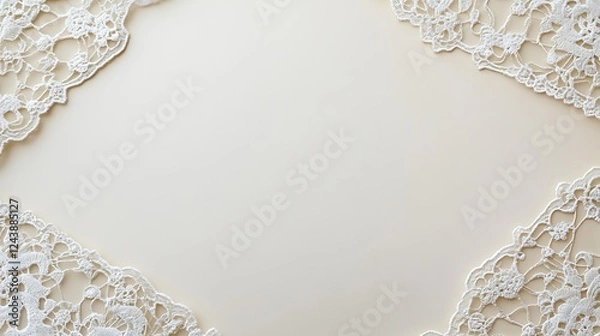 Obraz Elegant White Lace Border on Beige Background