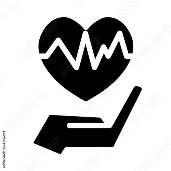 Obraz care about heart health solid icon