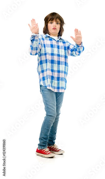 Fototapeta Model in studio isolated on white background full length