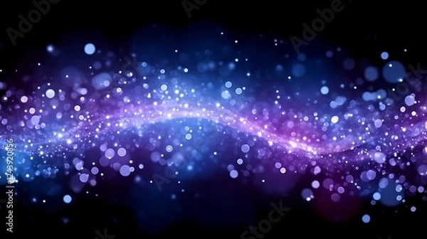 Obraz Abstract Blue Purple Glowing Particle Wave Background