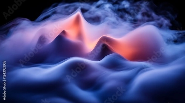Obraz Abstract Smoke Landscape with Orange Peaks