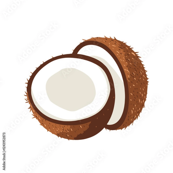 Fototapeta A vector illustration of an open coconut 