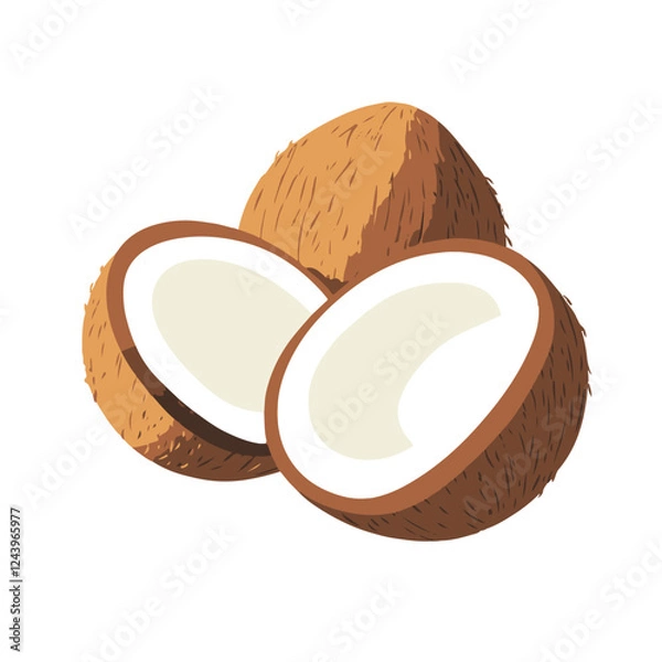 Fototapeta A vector illustration of an open coconut 