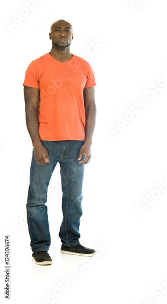 Fototapeta Model in studio isolated on white background full length