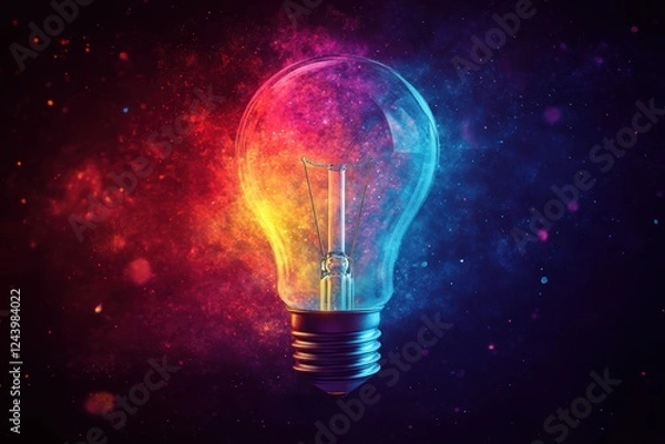 Fototapeta Vibrant Minimalist Lightbulb Logo in Professional Colorful Design