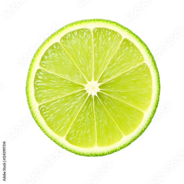 Obraz A slice of fresh lime fruit isolated on transparent background
